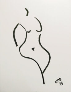 Study of a Posing Nude #2 is a minimalist, charcoal drawing of a nude woman.