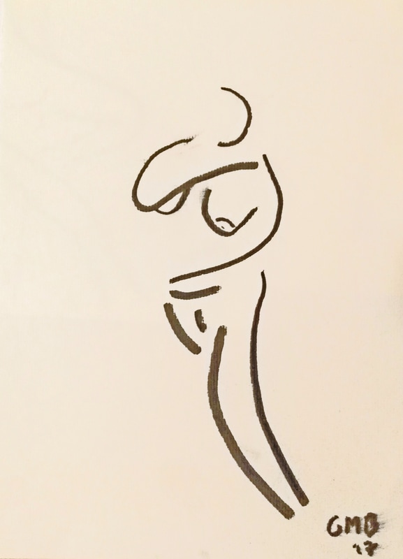 Study of an Embracing Nude is an abstract, minimalist charcoal drawing of an embracing nude woman.