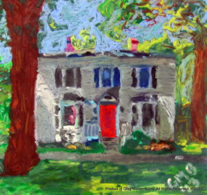 22 Atlantic Ave is an oil pastel painting done on glass of a house in Bar Harbor, Maine.