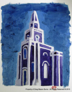 Igreja do Bom Jesus dos Navegantes is an oil painting of the church in the northeast of Brazil using blue, white and purple.