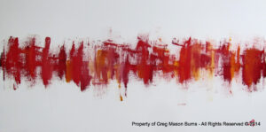 City IV - Spanish Sunset is an abstract, minimalist landscape painting using reds, and oranges on a white canvas.