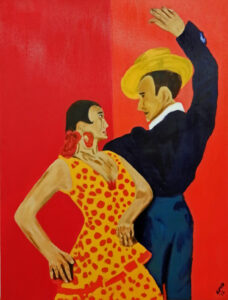 Jose y Lola is an oil painting based on the flamenco dancers Jose Greco e Lola de Ronda.