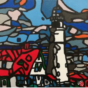 Portland Head Light is an acrylic painting of the lighthouse in Cape Elizabeth, Maine.