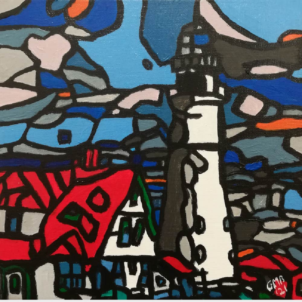 Portland Head Light is an acrylic painting of the lighthouse in Cape Elizabeth, Maine.