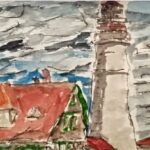 Portland Head Light is a watercolor painting of the lighthouse in Cape Elizabeth, Maine.