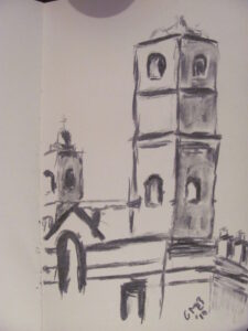 Study of a Church in Buenos Aires is a study sample of a charcoal drawing of a church in Buenos Aires, Argentina.