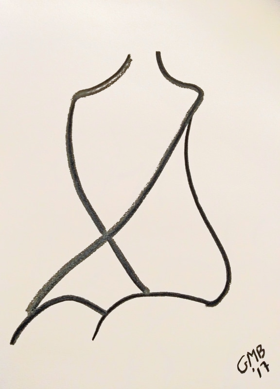 Seated Nude is a minimalist charcoal drawing of a nude woman.