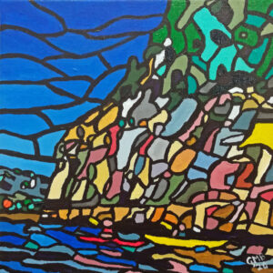 Kayakers at Great Head is an acrylic painting of Acadia National Park in Bar Harbor, Maine.