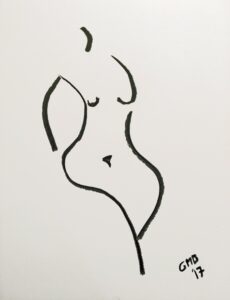 Minimalist charcoal nude drawing