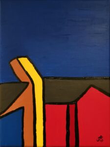 Yellow Smokestack Painting acrylic on canvas 30x40cm