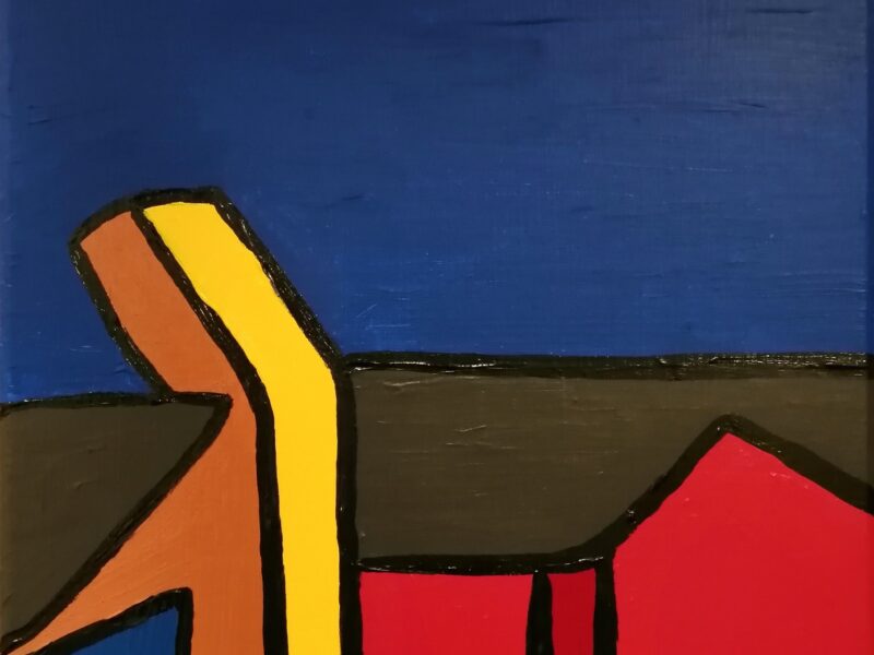 Yellow Smokestack Painting acrylic on canvas 30x40cm